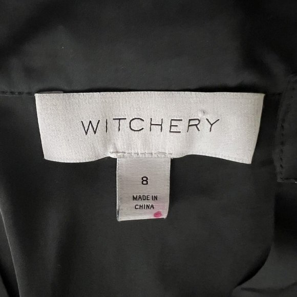 Witchery Modern Cuff Blouse Top Long Sleeve Black Satin Office Work Lux Size S 8 - Picture 9 of 13